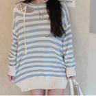 Long-sleeve Stripe Perforated Sweater