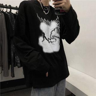 Long-sleeve Lightening Print T-shirt