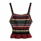 Striped Crochet Cropped Camisole Top