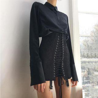 Lace-up High-waist Mini Skirt