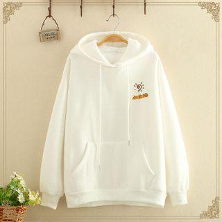 Fleece-lined Sun Printed Plain Hoodie