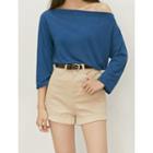 Off-shoulder 3/4-sleeve T-shirt