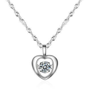 S925 Sterling Silver Rhinestone Heart Pendant Pendan (excl. Necklace) - One Size