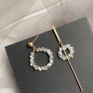 Rhinestone Non-matching Drop Earring Stud Earring - 01 - One Size