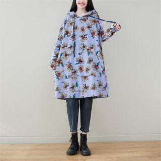 Floral Midi Hoodie Dress