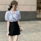 Puff-sleeve Blouse / Wide Leg Shorts / Set