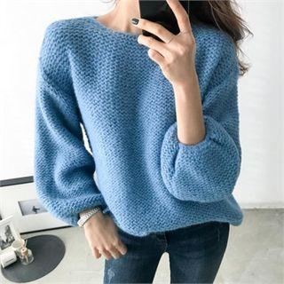 Balloon-sleeve Alpaca Blend Sweater