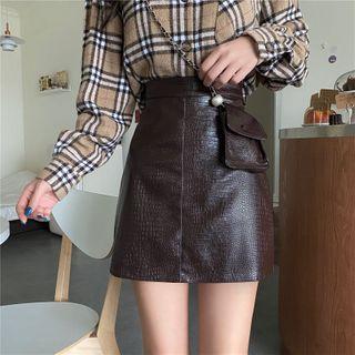 Croc Grain Mini A-line Skirt