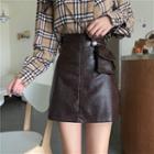 Croc Grain Mini A-line Skirt