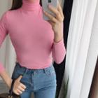 Slim-fit High-neck Top In Pink Pink - One Size