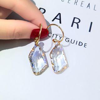 Faux Crystal Dangle Earring 1 Pair - C Shape Geometric Crystal - One Size