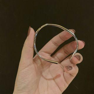 Irregular Alloy Open Bangle Silver - One Size
