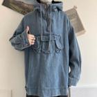 Couple Matching Half Zip Denim Hoodie
