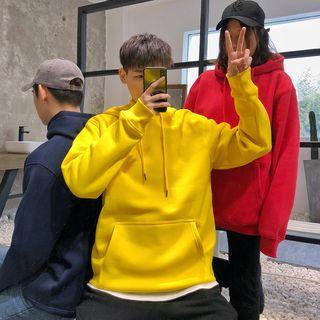 Plain Pocketed Hooded Sweatshirt