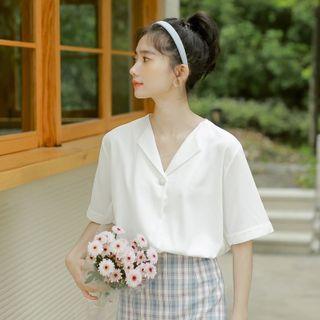 V-neck Plain Oversized Blouse