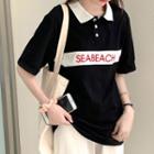 Short-sleeve Letter Embroidery Polo Shirt