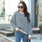 Elbow-patch Stripe Loose-fit Sweatshirt