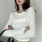 Long-sleeve Reflective Lettering Crop Top