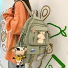 Pvc Panel Nylon Backpack / Bear Pin / Cow Charm / Set