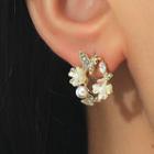 Butterfly Rhinestone Alloy Hoop Earring 1 Pair - 01 - X182 - Gold - One Size