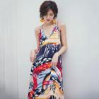 Strappy Print Maxi Sundress As Shown In Figure - One Size