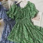 Boatneck Ruffled-trim Smocked Midi Dress