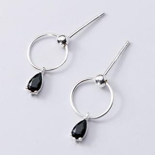 Rhinestone Waterdrop Drop Earring 1 Pair - Silver - One Size