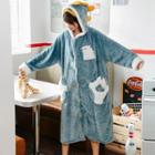 Coral Fleece Hooded Robe