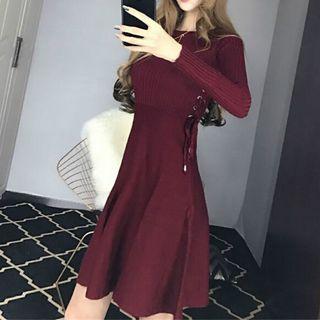 Tie Side Long Sleeve Knit Dress