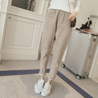 Elastic Waist Tapered Corduroy Pants