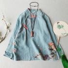 Embroidered Frog Button Blouse