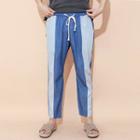 Drawstring-waist Contrast-trim Tapered Jeans