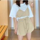 Mock Two-piece Elbow-sleeve T-shirt / Shorts