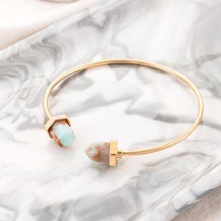 Faux Crystal Alloy Open Bangle 21510 - Gold - One Size