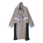 Double Breasted Panel Trench Coat Gray - One Size