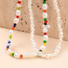 Set Of 2: Faux Pearl / Resin Bead Necklace (various Designs) Set Of 2 - White - One Size