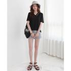 Strappy V-neck Short-sleeve T-shirt