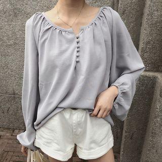 Button-detail Chiffon Blouse