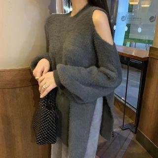 Plain Knit Sweater / Wide-leg Pants