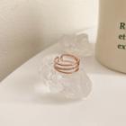 Layered Rhinestone Open Ring Rose Gold - One Size