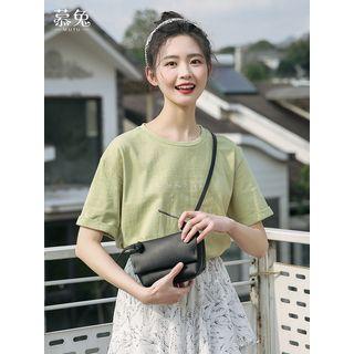 Short-sleeve Embroidered T-shirt With Neckerchief