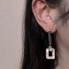 Rectangle Cat Eye Stone Rhinestone Asymmetrical Dangle Earring 1 Pr - Gold - One Size