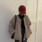 Reversible Fleece Zip-up Jacket Khaki - One Size