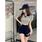 Short-sleeve Lettering Slim Fit Polo Shirt / Sweatshorts
