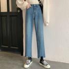High-waist Wide-legs Cropped Jeans