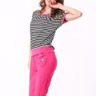 Set: Striped Short-sleeve T-shirt + Capri Pants
