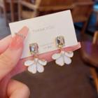 Rhinestone Flower Glaze Alloy Dangle Earring 1 Pair - White - One Size