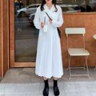Double-breasted Pleated Midi Shirtdress