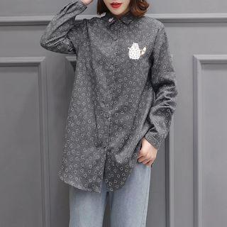 Long-sleeve Embroidery Patterned Shirt