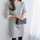Frilled Lace-trim Tweed Mini Dress
